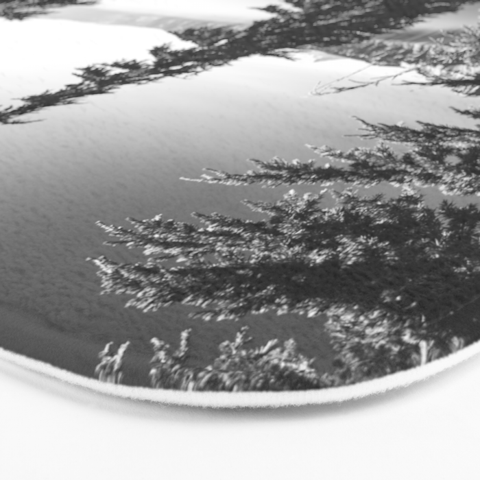 Mountain Lake Forest Black and White Nature Photography Bath Mat Gallery Image 3