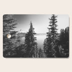 Mountain Lake Forest Black and White Nature Photography Cutting Board Gallery Image 1