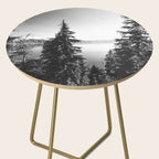 Mountain Lake Forest Black and White Nature Photography Side Table Gallery Image 2
