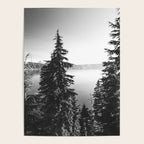 Mountain Lake Forest Black and White Nature Photography Poster Gallery Image 4