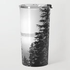 Mountain Lake Forest Black and White Nature Photography Travel Mug Gallery Image 2