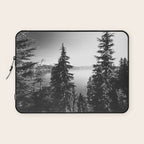 Mountain Lake Forest Black and White Nature Photography Laptop Sleeve Gallery Image 1