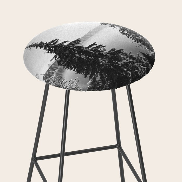 Mountain Lake Forest Black and White Nature Photography Stool Gallery Image 2