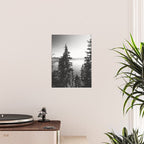 Mountain Lake Forest Black and White Nature Photography Poster Gallery Image 2