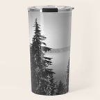 Mountain Lake Forest Black and White Nature Photography Travel Mug Gallery Image 1