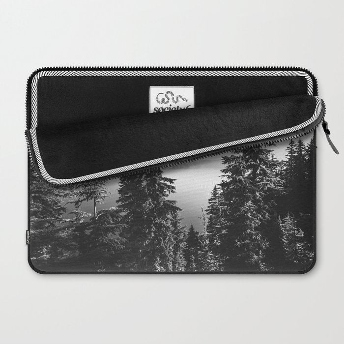 Mountain Lake Forest Black and White Nature Photography Laptop Sleeve Gallery Image 2
