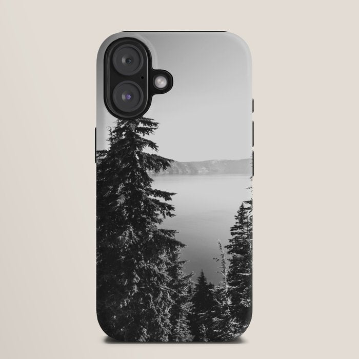 Mountain Lake Forest Black and White Nature Photography iPhone Case Gallery Image 9