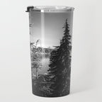 Mountain Lake Forest Black and White Nature Photography Travel Mug Gallery Image 3