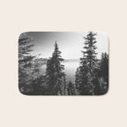 Mountain Lake Forest Black and White Nature Photography Bath Mat Gallery Image 1