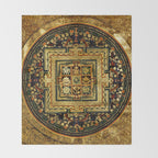Gold Buddhist Psychedelic Mandala Throw Blanket Gallery Image 2