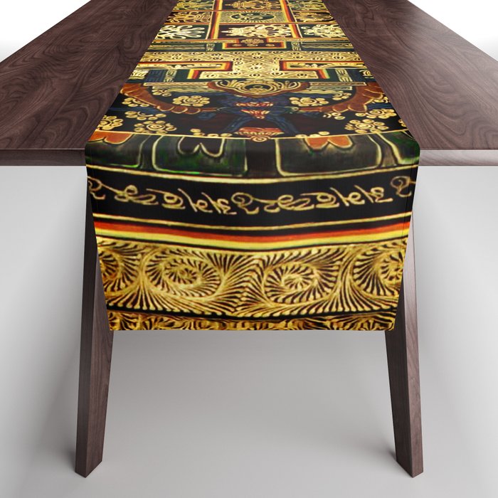 Gold Buddhist Psychedelic Mandala Table Runner Gallery Image 1