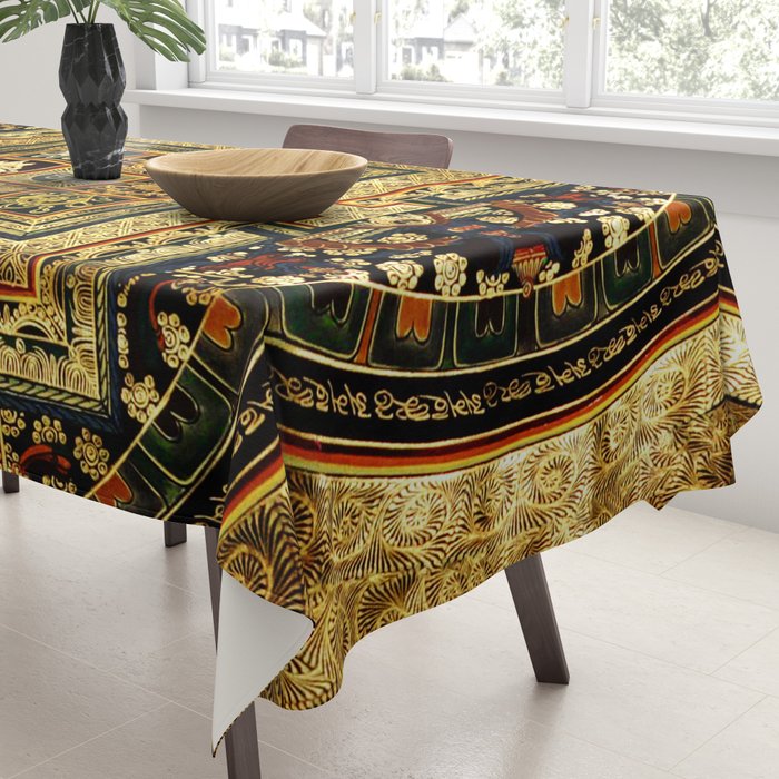Gold Buddhist Psychedelic Mandala Tablecloth Gallery Image 3