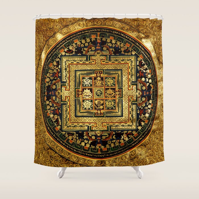 Gold Buddhist Psychedelic Mandala Shower Curtain Gallery Image 1