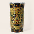 Gold Buddhist Psychedelic Mandala Travel Mug Gallery Image 1
