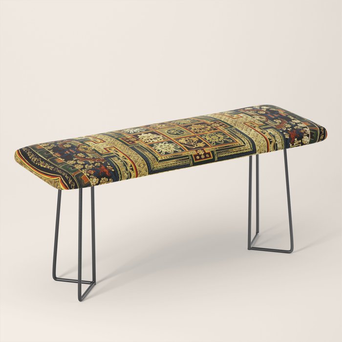 Gold Buddhist Psychedelic Mandala Bench Gallery Image 1