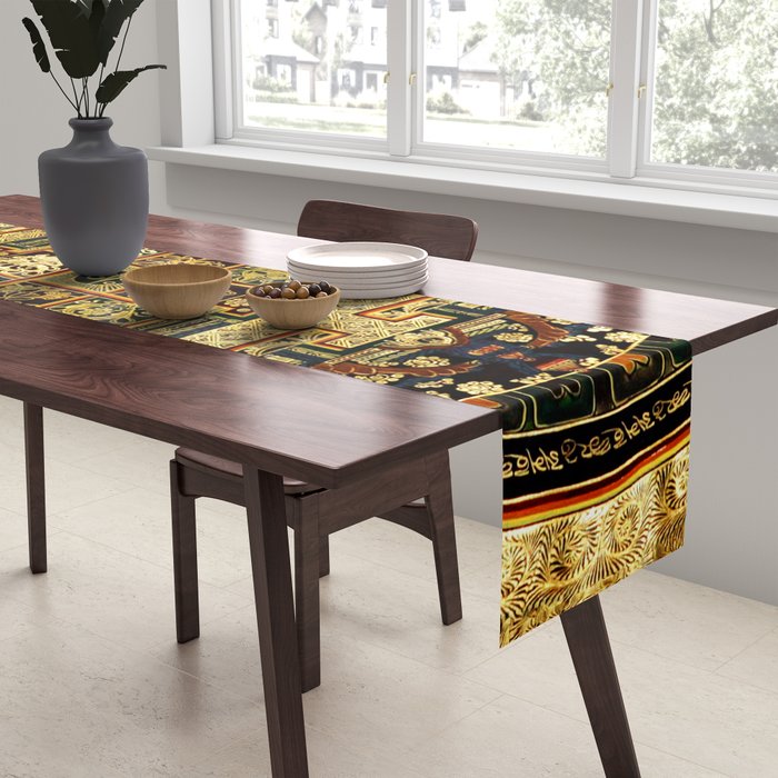 Gold Buddhist Psychedelic Mandala Table Runner Gallery Image 2