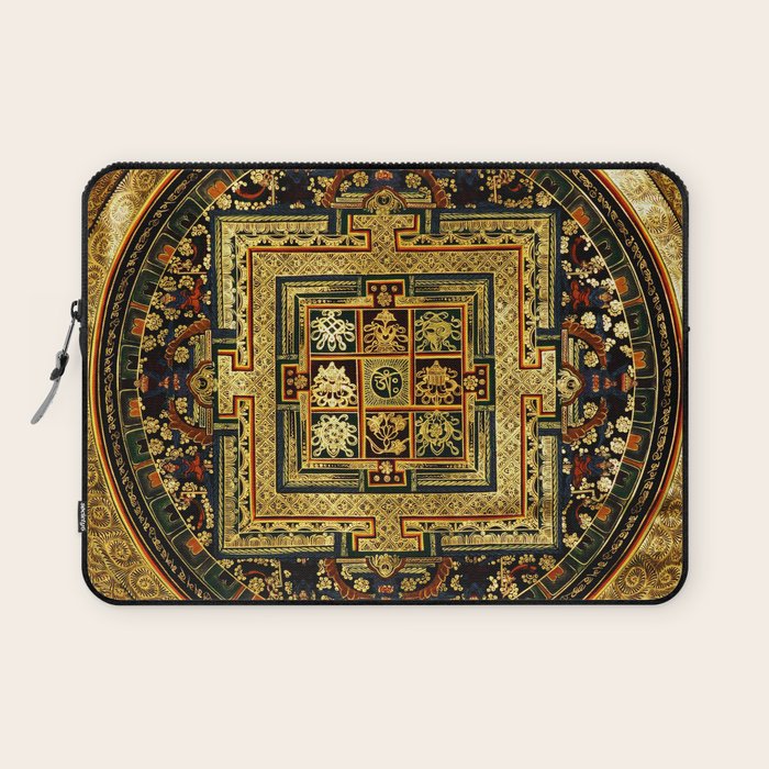 Gold Buddhist Psychedelic Mandala Laptop Sleeve Gallery Image 1