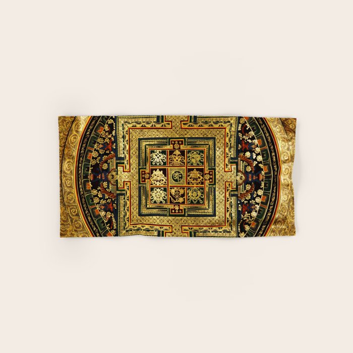 Gold Buddhist Psychedelic Mandala Bath Towel Gallery Image 1