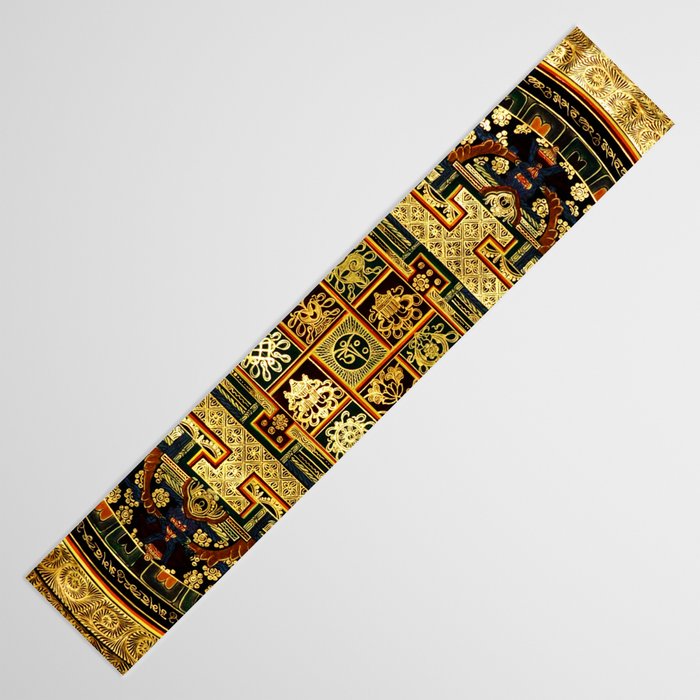 Gold Buddhist Psychedelic Mandala Table Runner Gallery Image 3