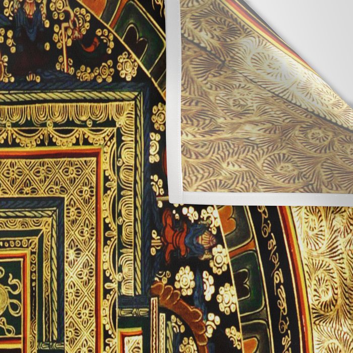 Gold Buddhist Psychedelic Mandala Wall Tapestry Gallery Image 3
