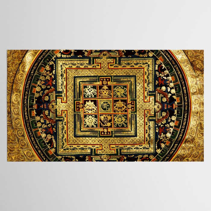 Gold Buddhist Psychedelic Mandala Tablecloth Gallery Image 2