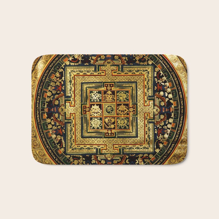 Gold Buddhist Psychedelic Mandala Bath Mat Gallery Image 1