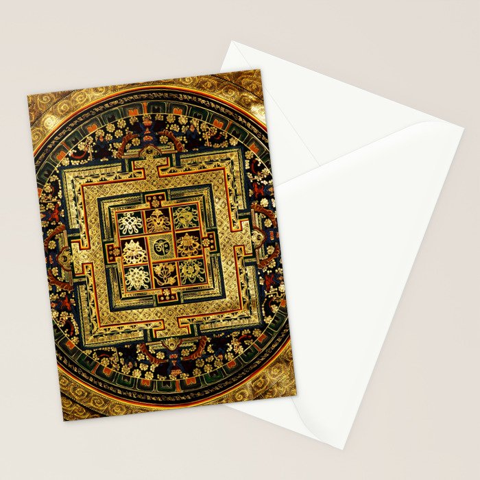 Gold Buddhist Psychedelic Mandala Stationery Card Gallery Image 2