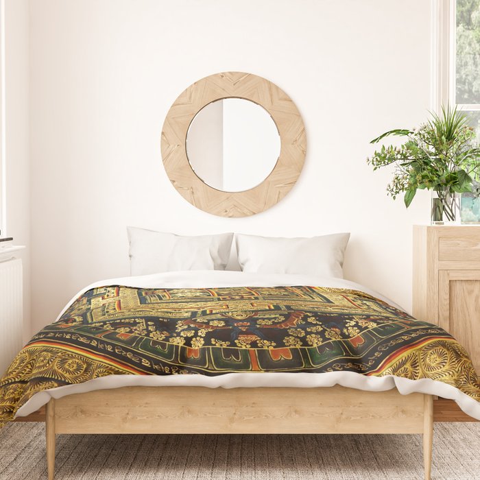 Gold Buddhist Psychedelic Mandala Duvet Cover Gallery Image 3