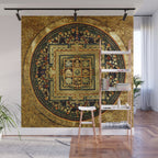 Gold Buddhist Psychedelic Mandala Wall Mural Gallery Image 1