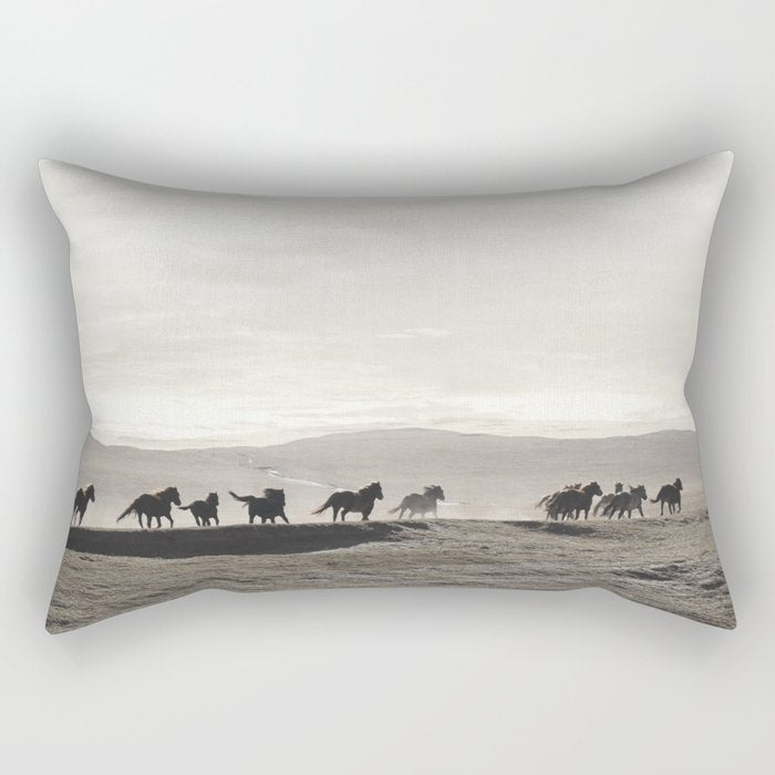 Horses on the Dunes Rectangular Pillow Gallery Image 1