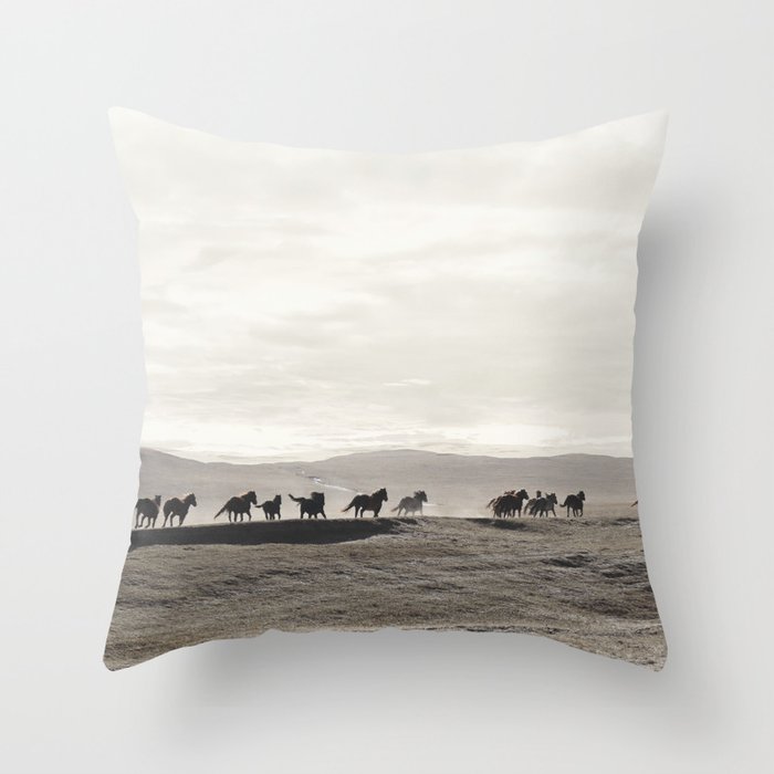 Horses on the Dunes Throw Pillow Gallery Image 1