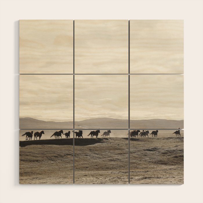 Horses on the Dunes Wood Wall Art Gallery Image 1