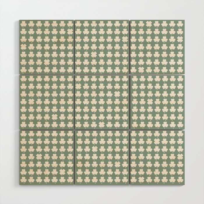 Clovers XXXIII Sage Green Botanical Pattern Wood Wall Art Gallery Image 1