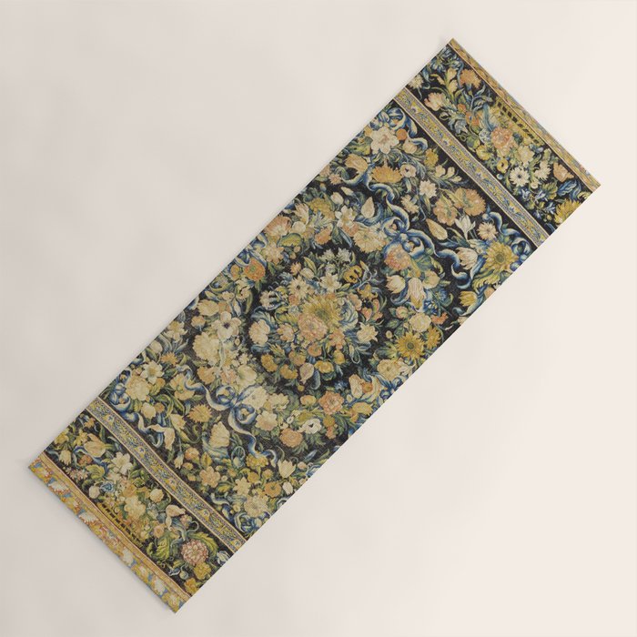 Louis XIV Savonnerie French Floral Carpet Print Yoga Mat Gallery Image 1