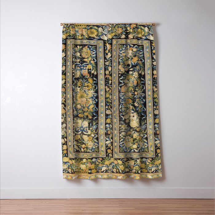 Louis XIV Savonnerie French Floral Carpet Print Window Curtain Gallery Image 3