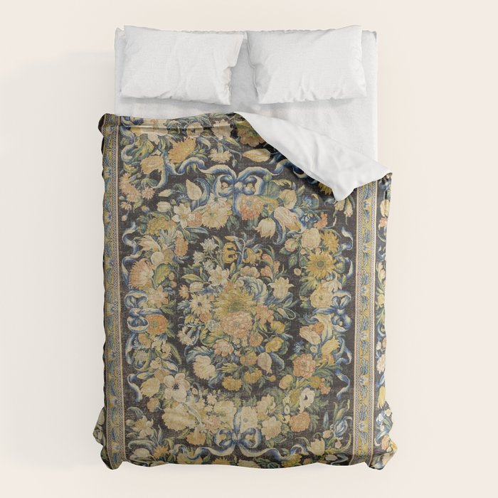 Louis XIV Savonnerie French Floral Carpet Print Duvet Cover Gallery Image 1