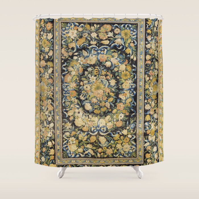 Louis XIV Savonnerie French Floral Carpet Print Shower Curtain Gallery Image 1