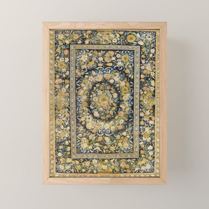 Louis XIV Savonnerie French Floral Carpet Print Mini Art Print Gallery Image 1