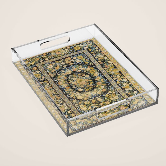Louis XIV Savonnerie French Floral Carpet Print Acrylic Tray Gallery Image 1