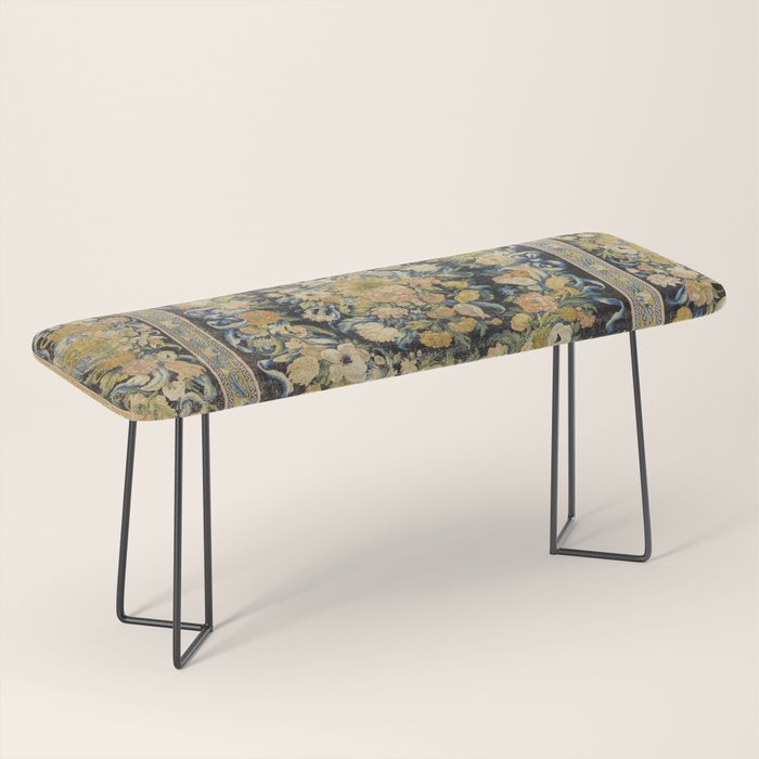 Louis XIV Savonnerie French Floral Carpet Print Bench Gallery Image 1