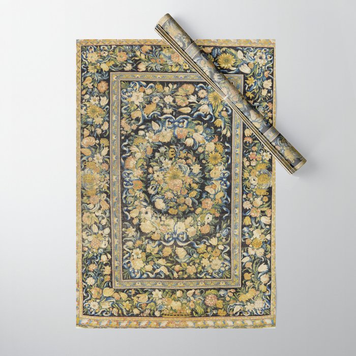 Louis XIV Savonnerie French Floral Carpet Print Wrapping Paper Gallery Image 1