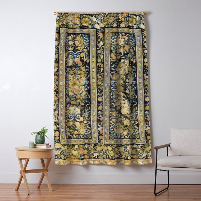 Louis XIV Savonnerie French Floral Carpet Print Window Curtain Gallery Image 5
