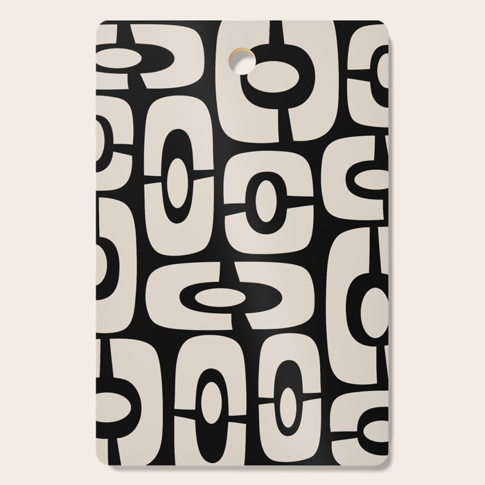 Mid Century Modern Cosmic Abstract 364 Black and Linen White Cutting Board Gallery Image 1