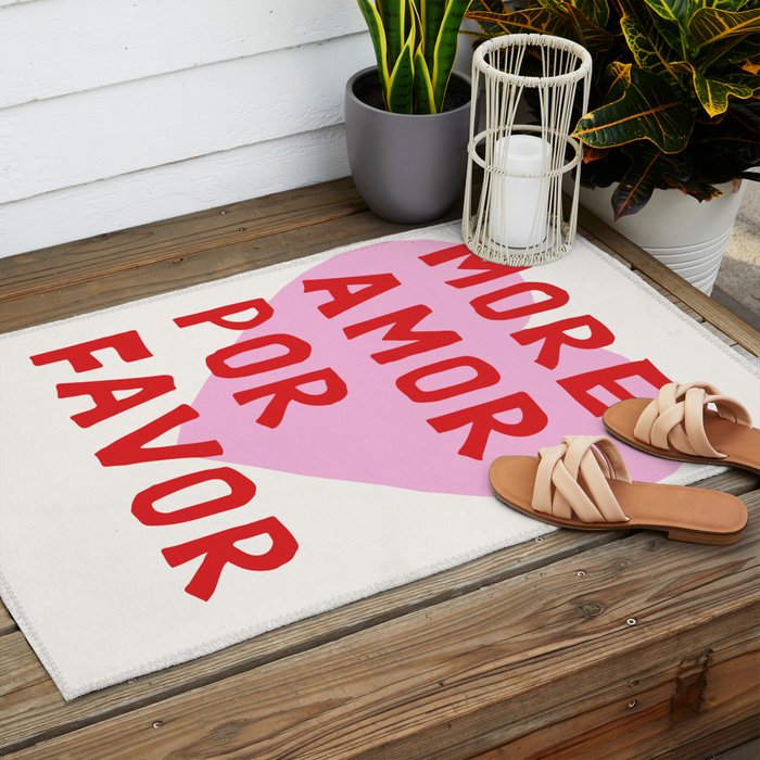 More Amor Por Favor in Pink and Red Outdoor Rug Gallery Image 2
