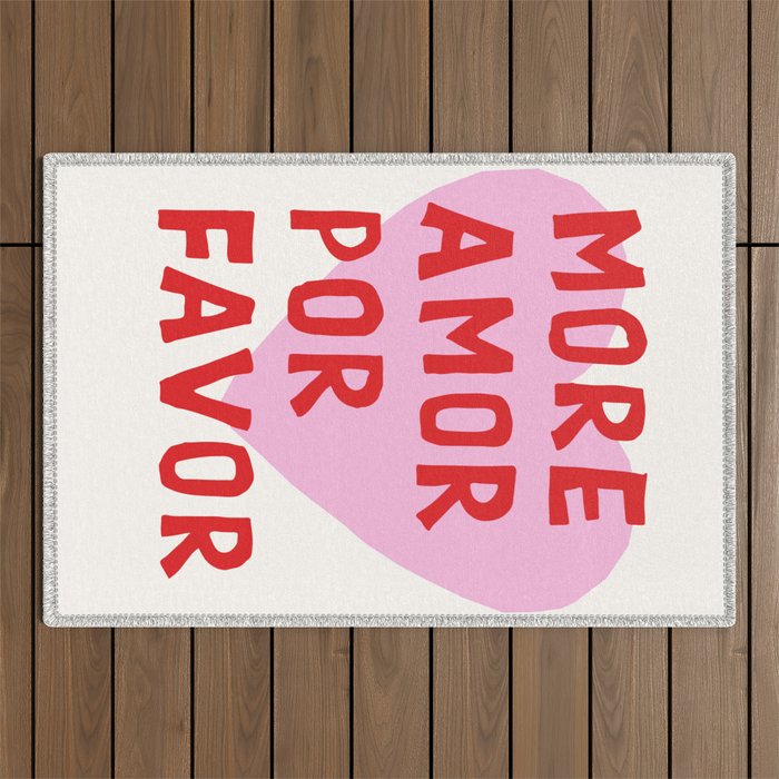 More Amor Por Favor in Pink and Red Outdoor Rug Gallery Image 1