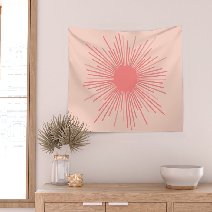 Pink Sun Wall Tapestry Gallery Image 2