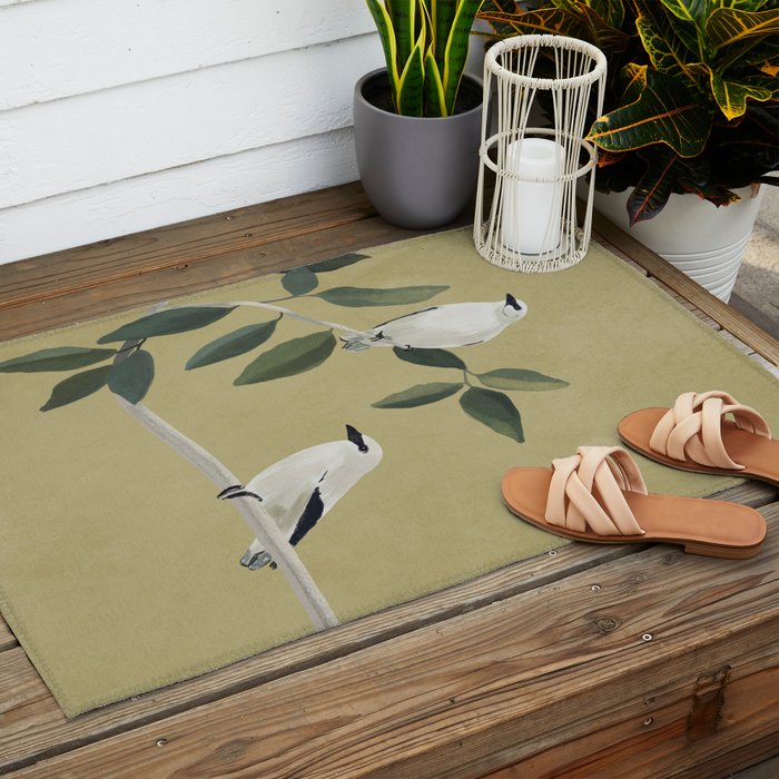 Minimalist Birds On Branch Outdoor Rug Gallery Image 2