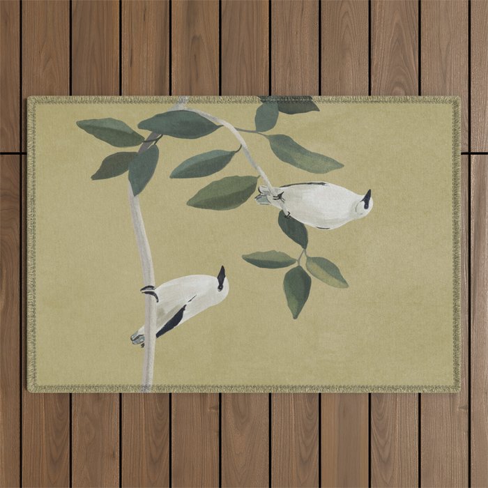 Minimalist Birds On Branch Outdoor Rug Gallery Image 1