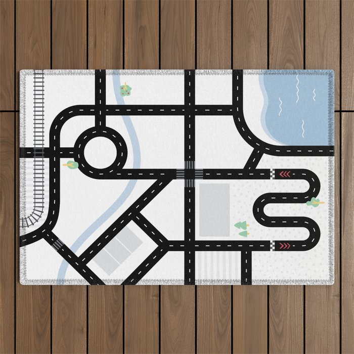 Children's play rug // City â minimal Outdoor Rug Gallery Image 1