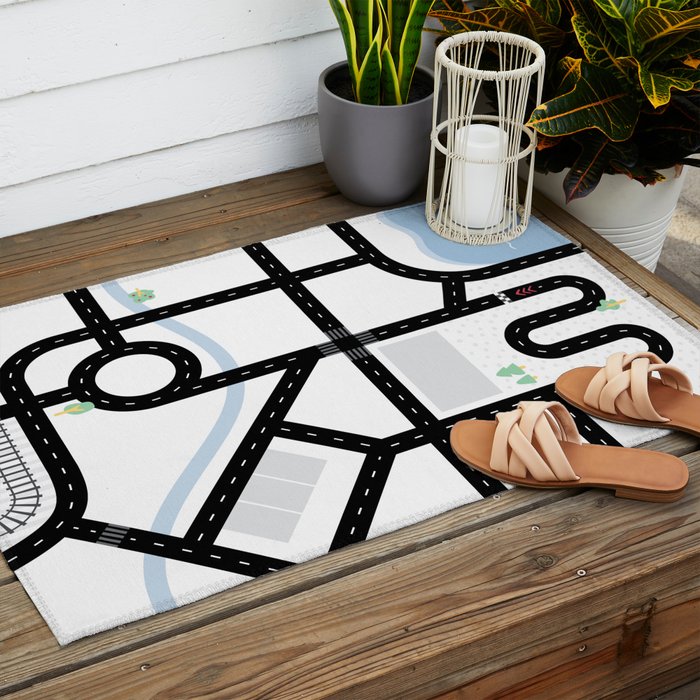 Children's play rug // City â minimal Outdoor Rug Gallery Image 2